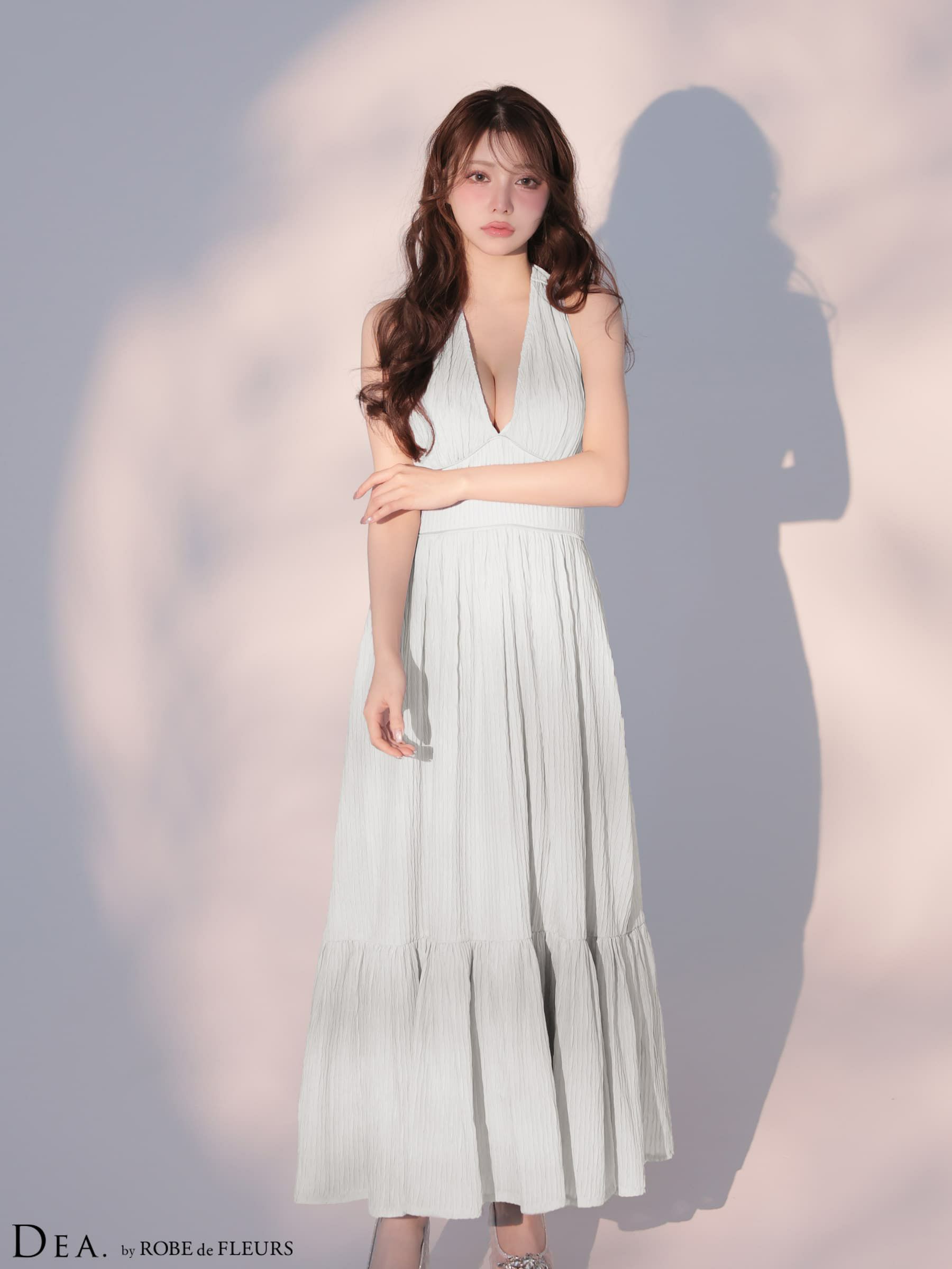 DEA. ディア バイ ローブドフルール 【XS～Lサイズあり】 プリーツシフォンホルターネックロングキャバドレス de4659-c