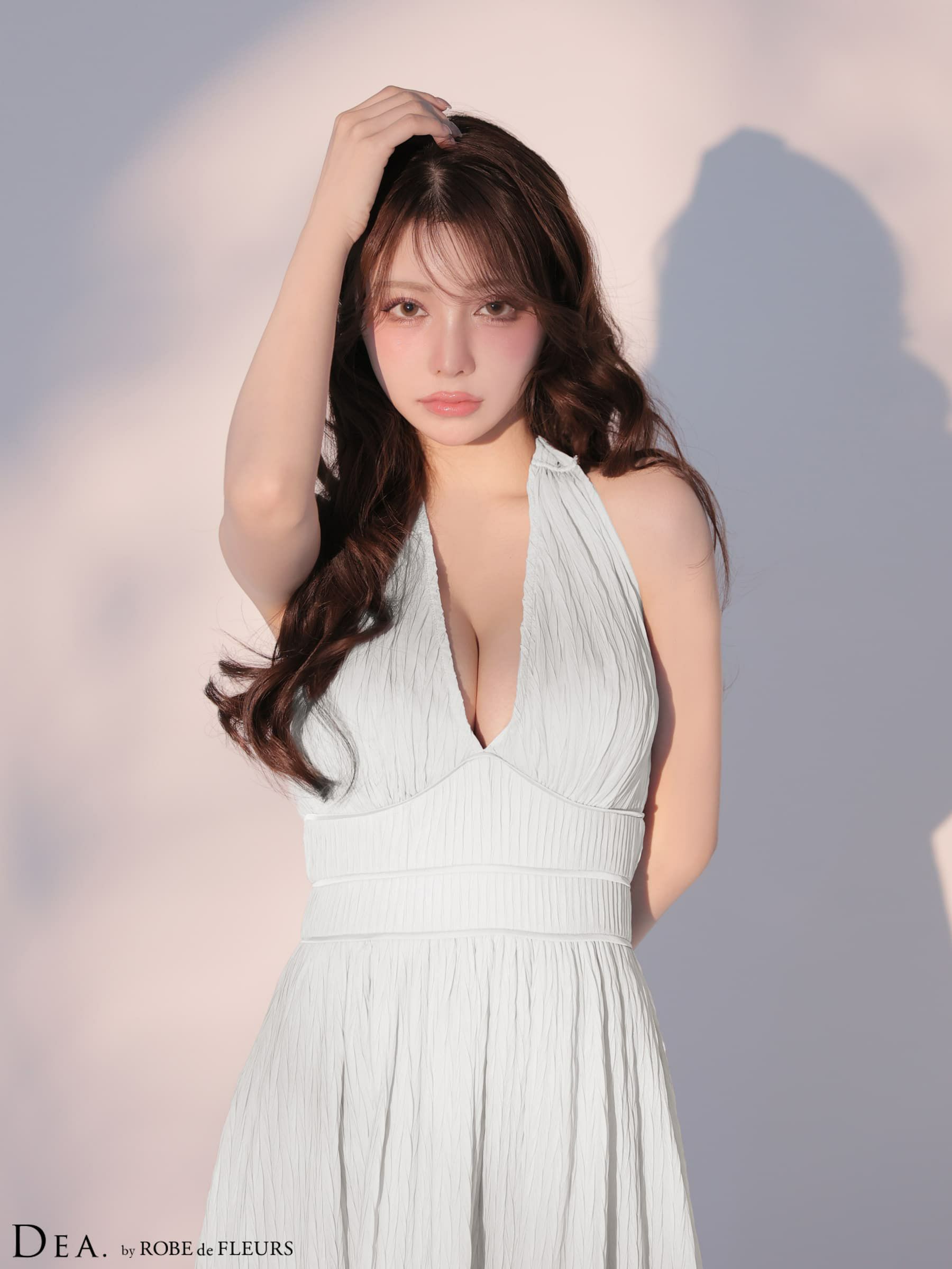 DEA. ディア バイ ローブドフルール 【XS～Lサイズあり】 プリーツシフォンホルターネックロングキャバドレス de4659-c