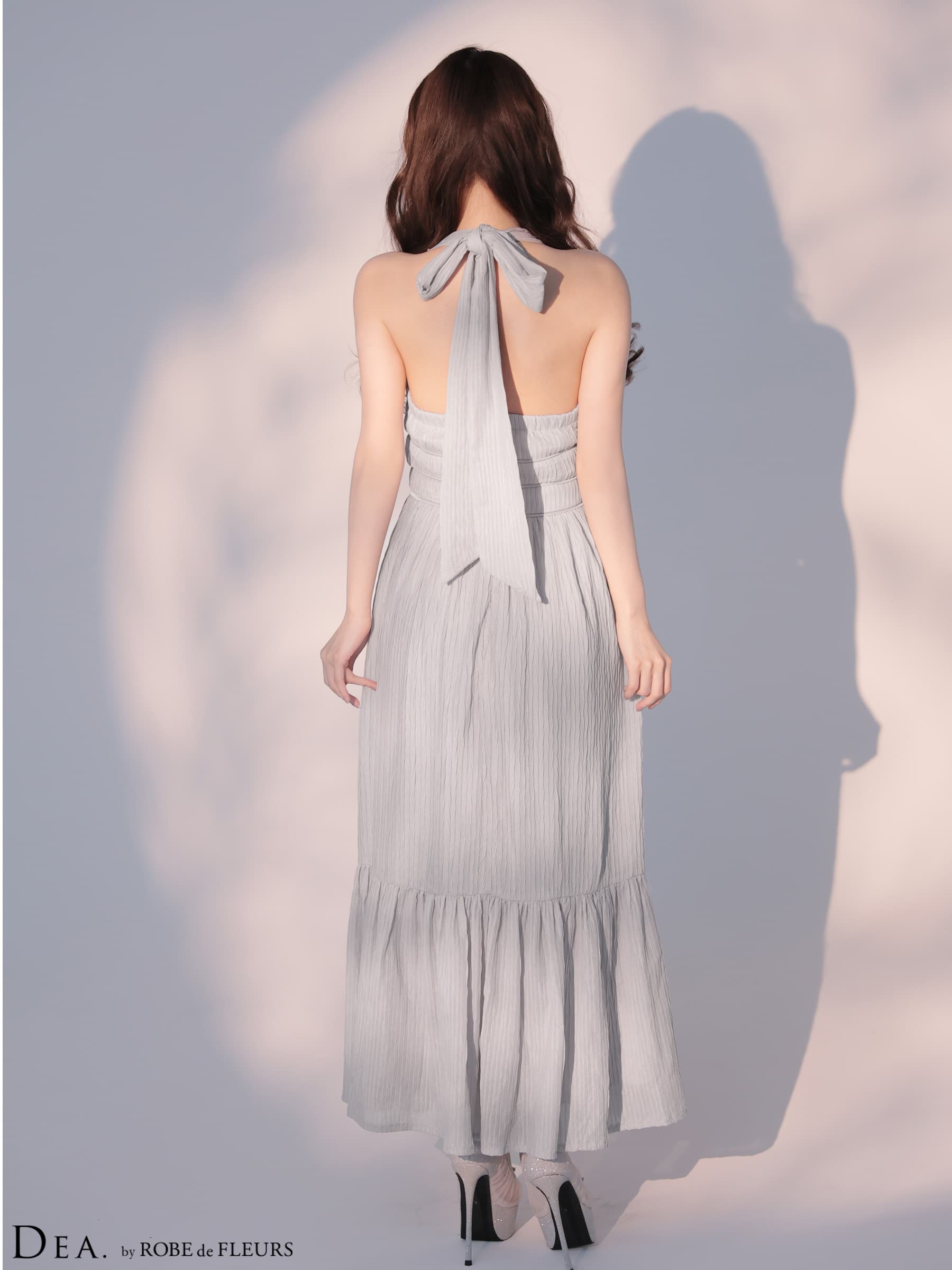 DEA. ディア バイ ローブドフルール 【XS～Lサイズあり】 プリーツシフォンホルターネックロングキャバドレス de4659-c