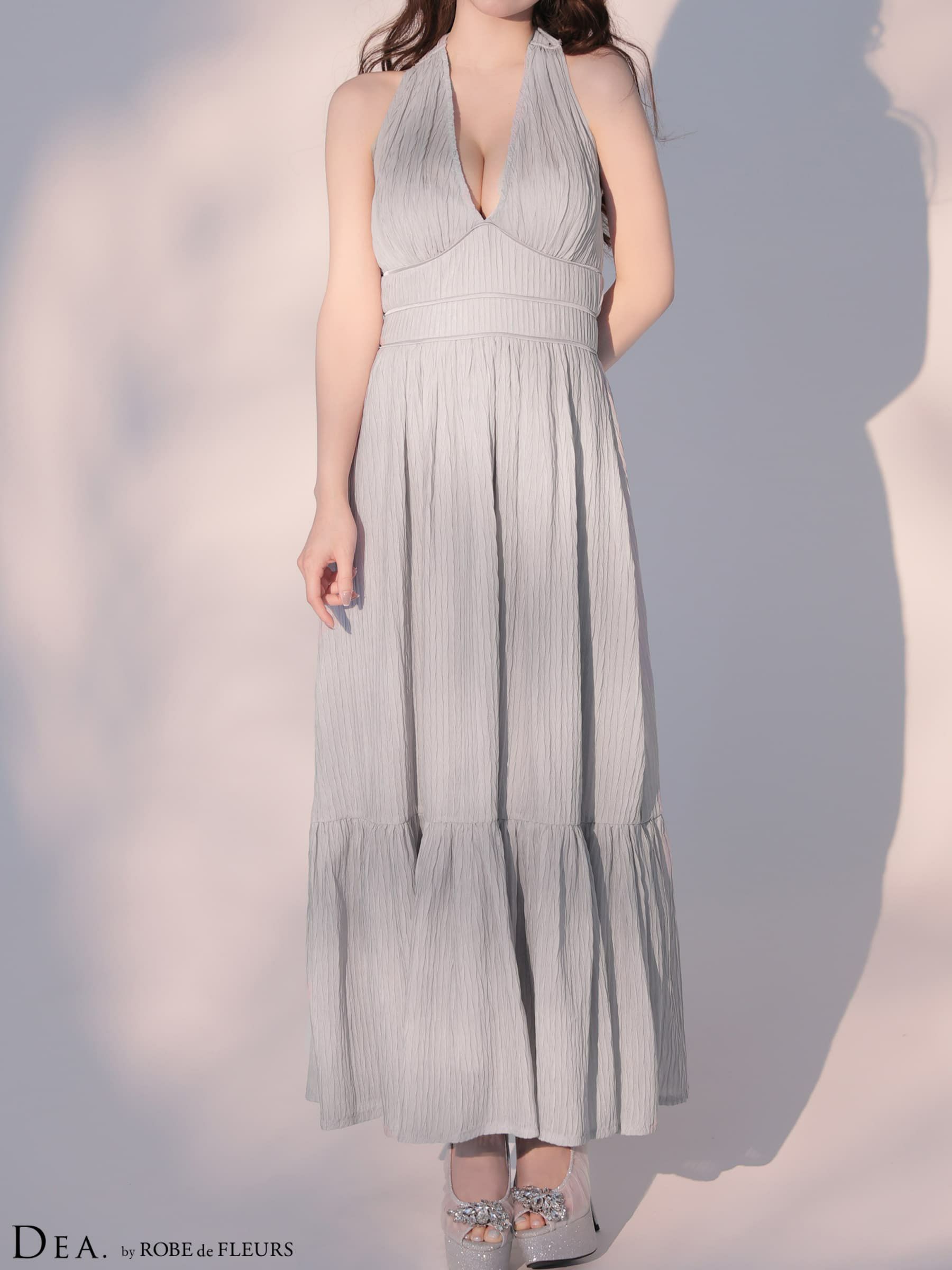 DEA. ディア バイ ローブドフルール 【XS～Lサイズあり】 プリーツシフォンホルターネックロングキャバドレス de4659-c