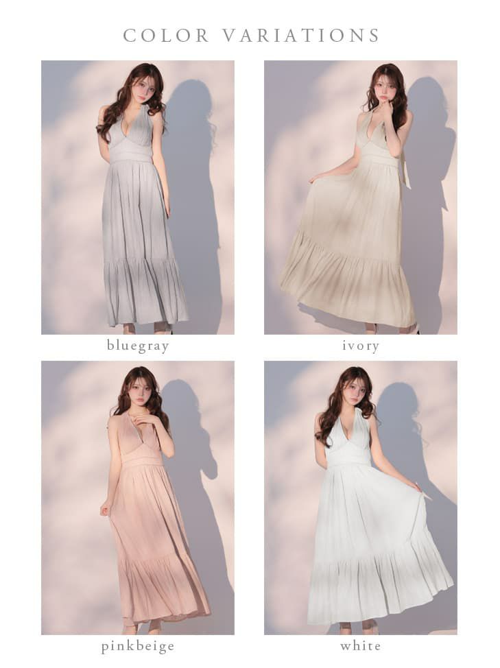 DEA. ディア バイ ローブドフルール 【XS～Lサイズあり】 プリーツシフォンホルターネックロングキャバドレス de4659-c