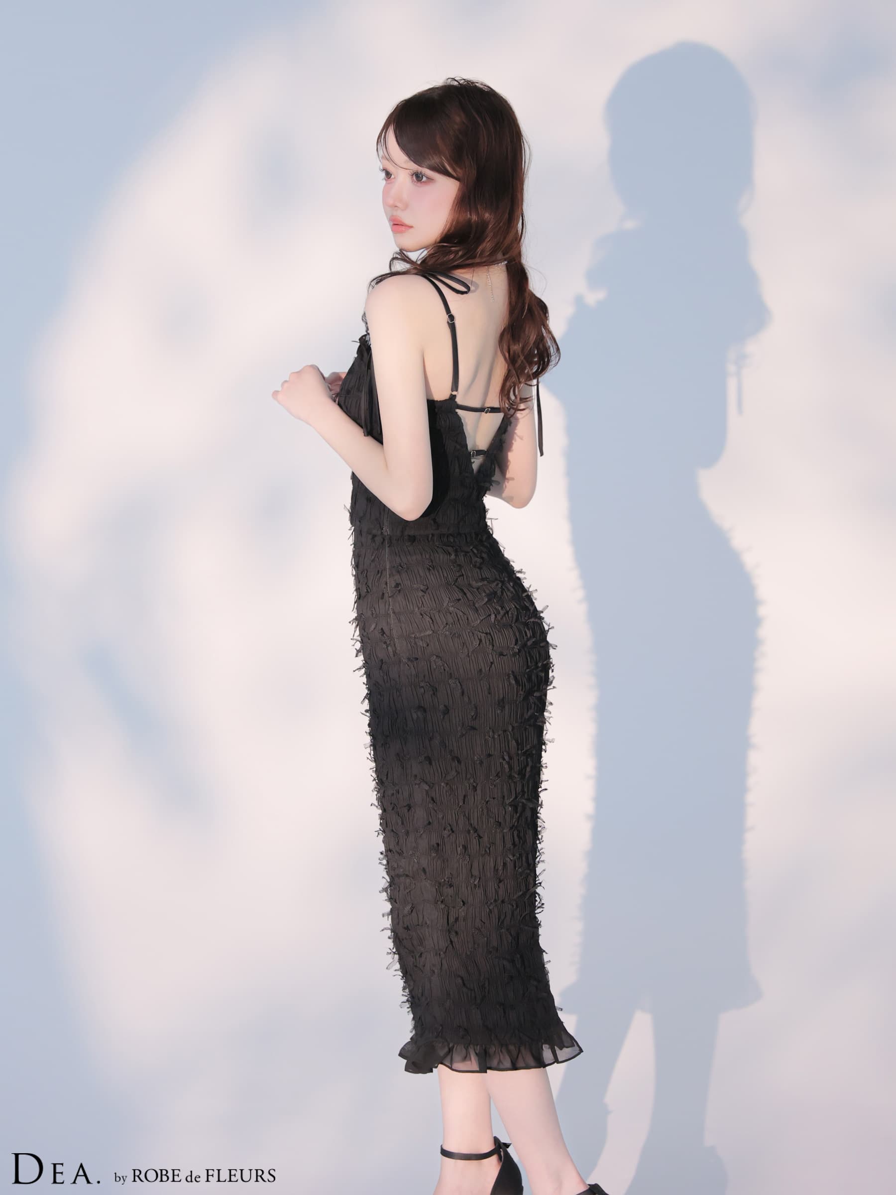 DEA. ディア バイ ローブドフルール 立体チュールフロントジップタイトツーピースキャバドレス de4348-c
