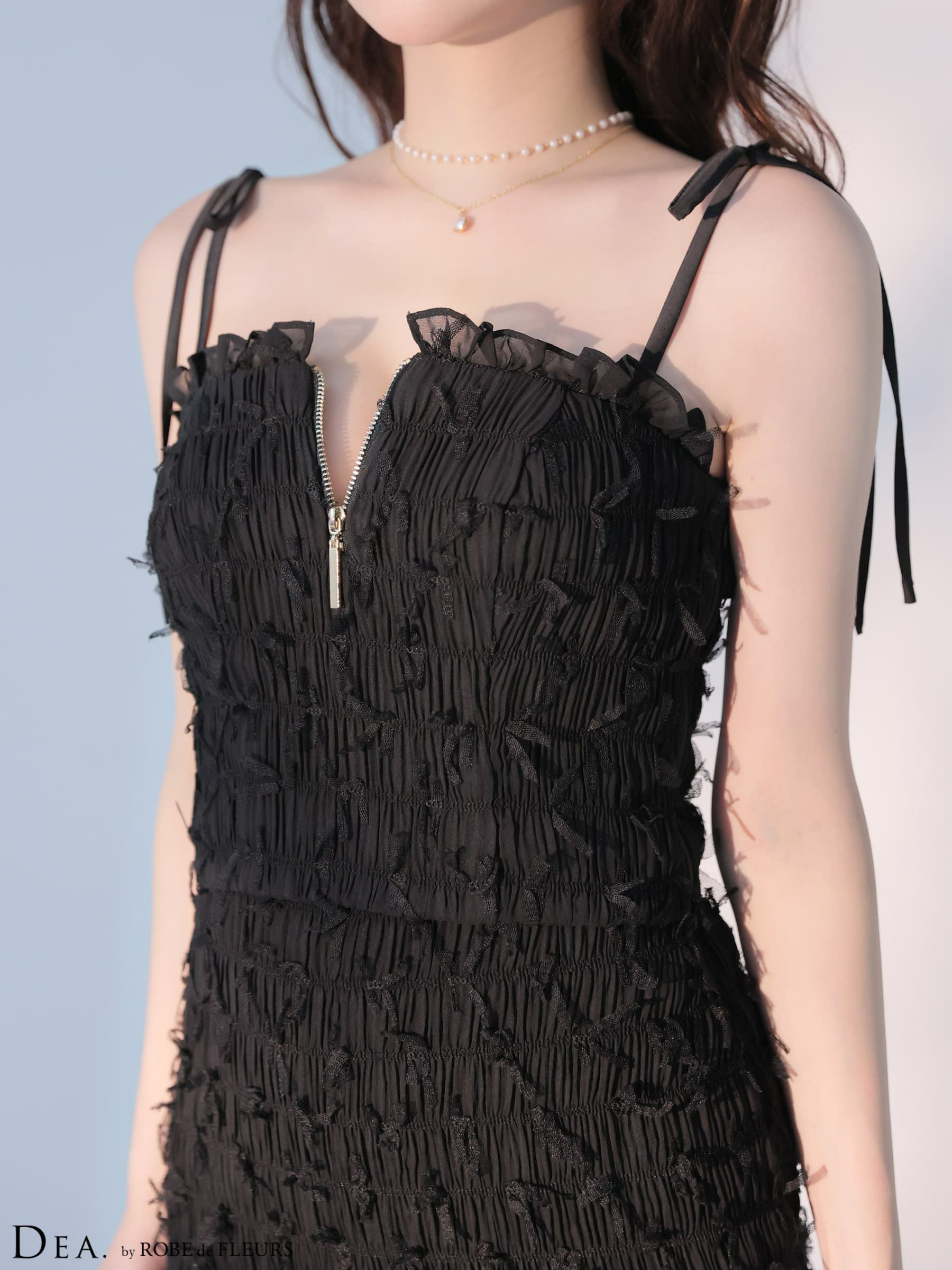 DEA. ディア バイ ローブドフルール 立体チュールフロントジップタイトツーピースキャバドレス de4348-c