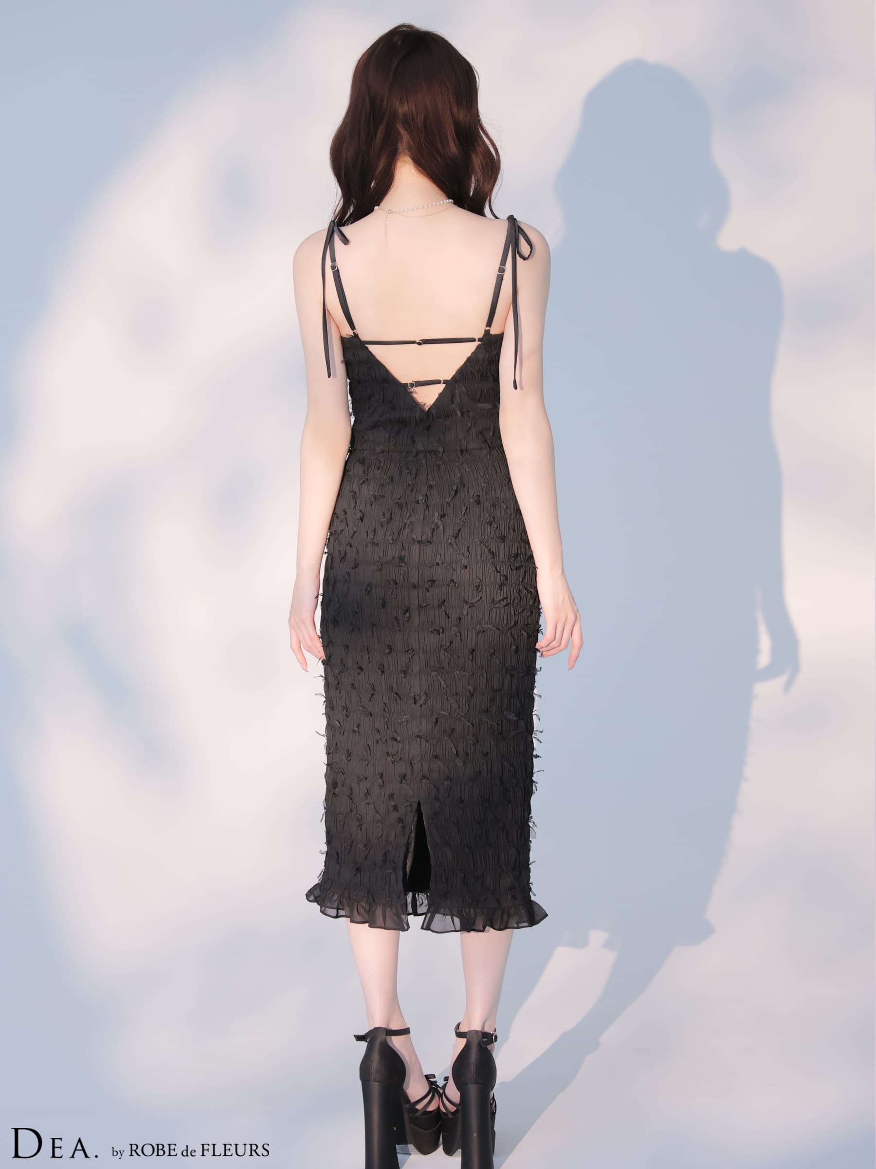 DEA. ディア バイ ローブドフルール 立体チュールフロントジップタイトツーピースキャバドレス de4348-c