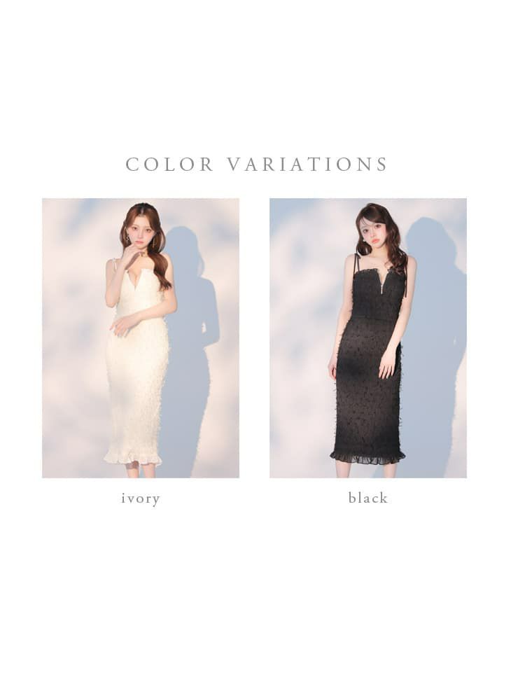 DEA. ディア バイ ローブドフルール 立体チュールフロントジップタイトツーピースキャバドレス de4348-c