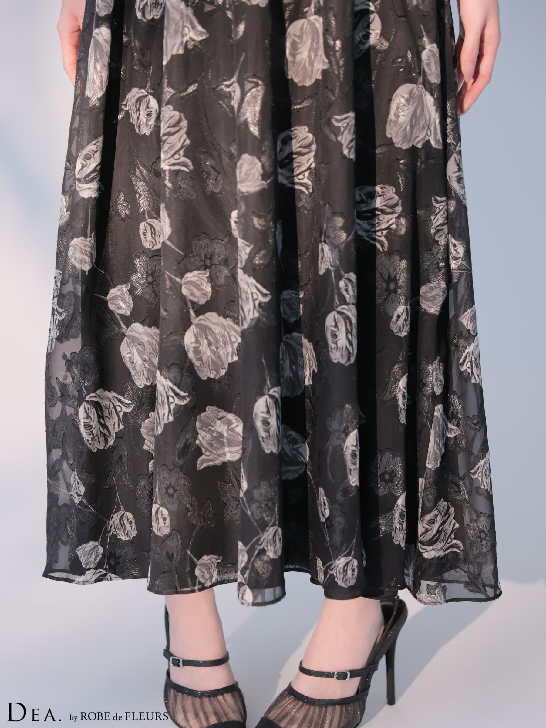 DEA. ディア バイ ローブドフルール 【XS～Lサイズあり】フラワージャガードシフォンホルターネックロングキャバドレス de4642-c