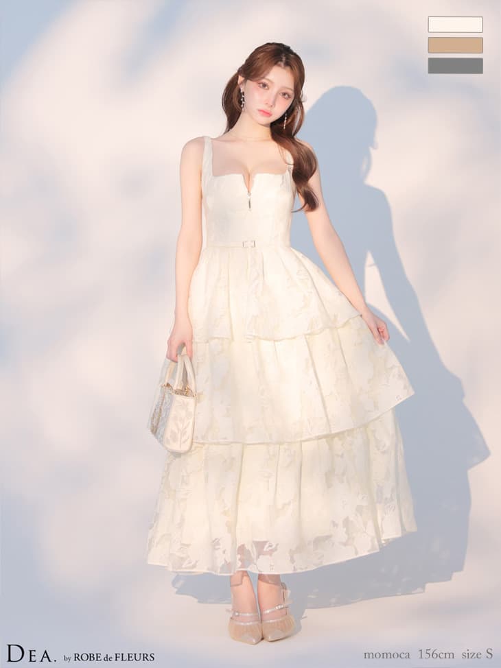 DEA. ディア バイ ローブドフルール 【XS～Lサイズあり】 オーガンジーフラワーティアードロングキャバドレス de4171-c