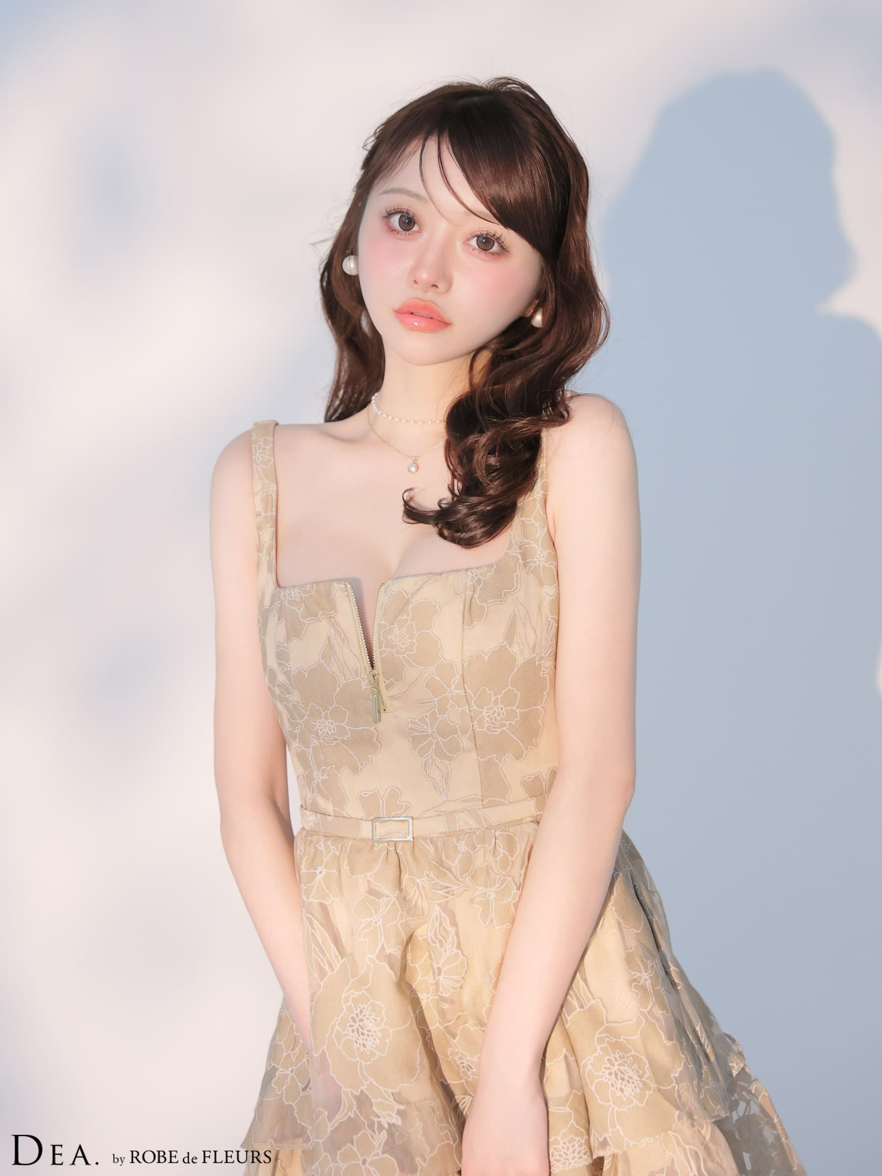 DEA. ディア バイ ローブドフルール 【XS～Lサイズあり】 オーガンジーフラワーティアードロングキャバドレス de4171-c