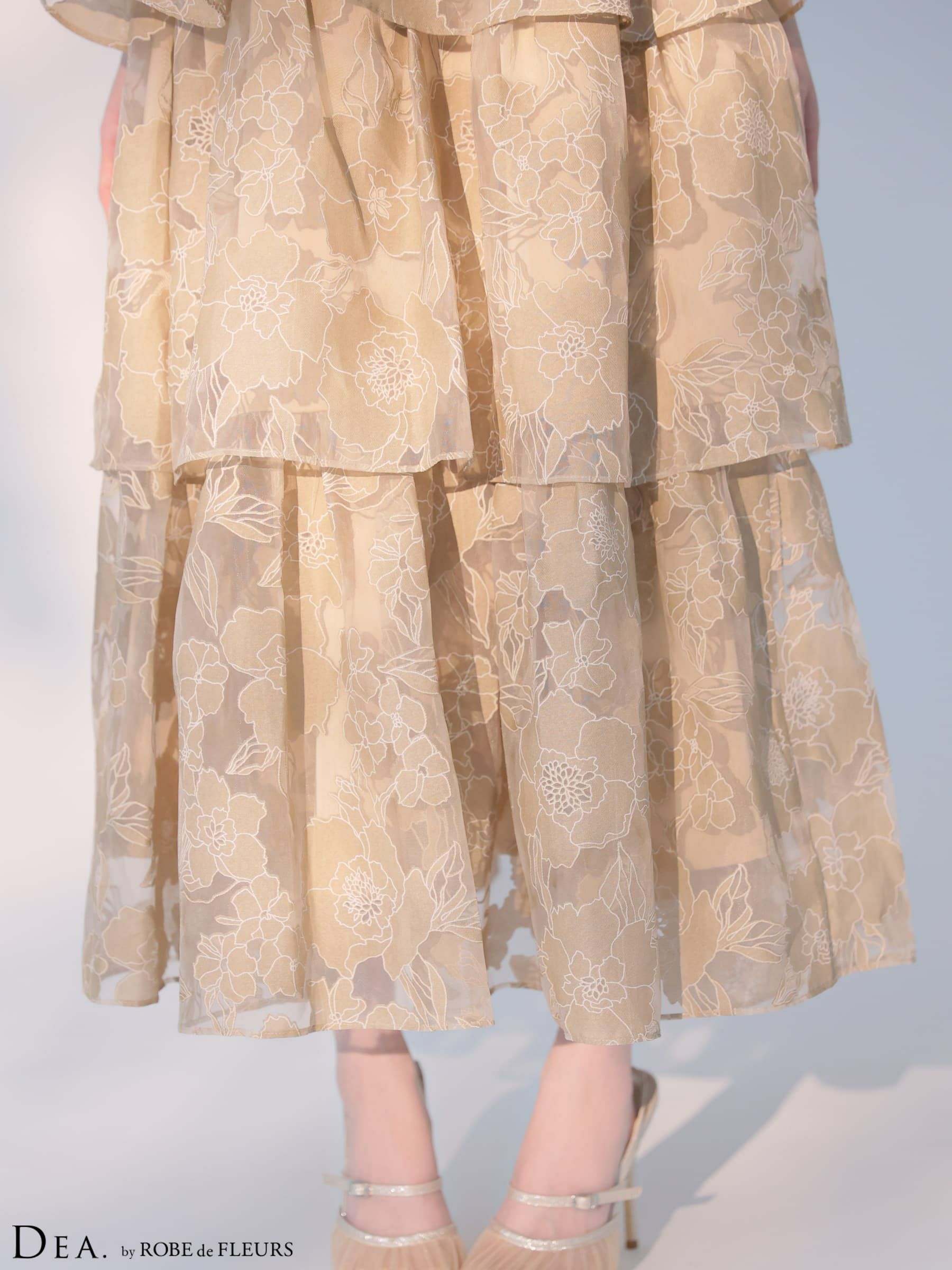 DEA. ディア バイ ローブドフルール 【XS～Lサイズあり】 オーガンジーフラワーティアードロングキャバドレス de4171-c