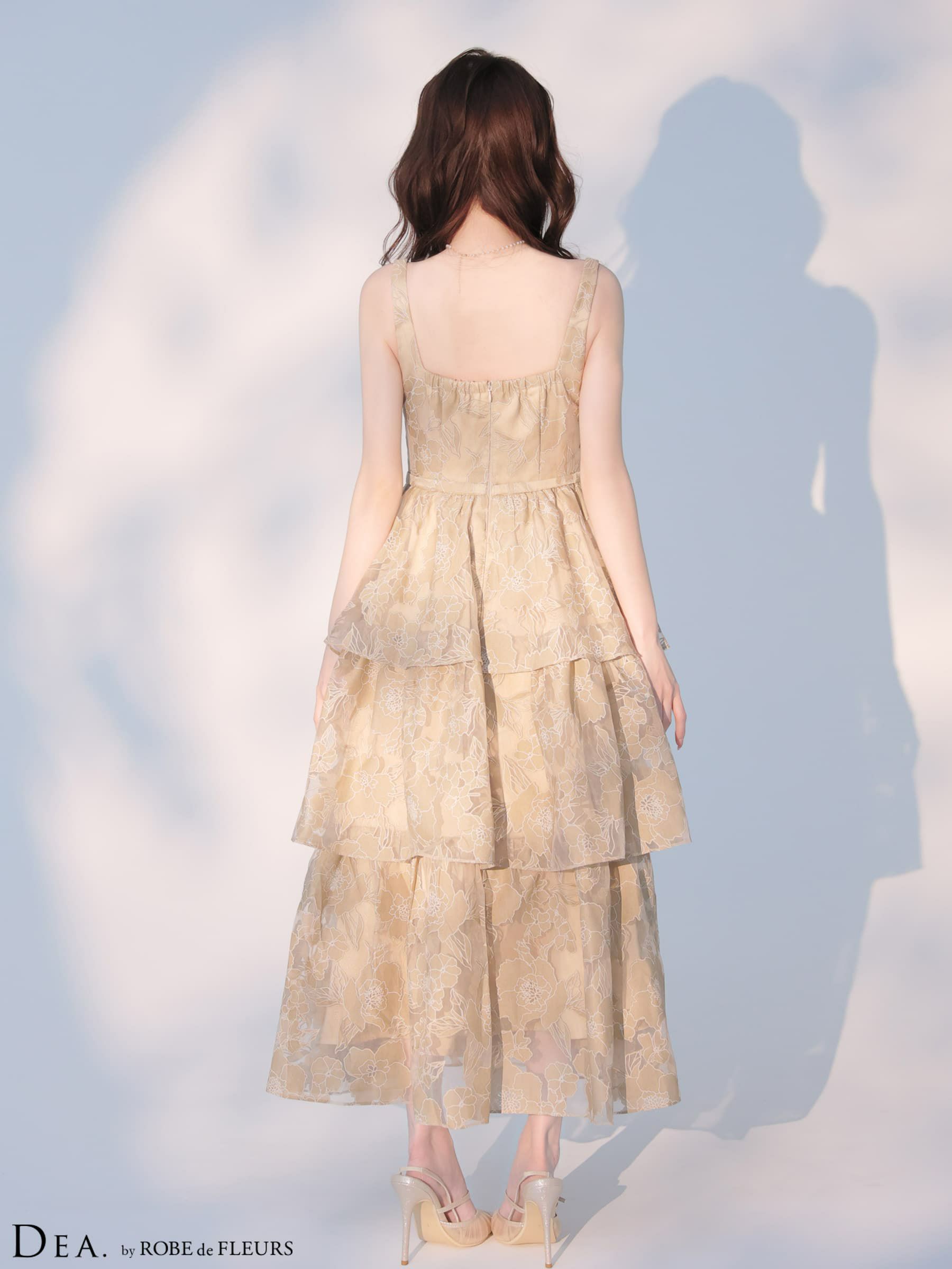 DEA. ディア バイ ローブドフルール 【XS～Lサイズあり】 オーガンジーフラワーティアードロングキャバドレス de4171-c