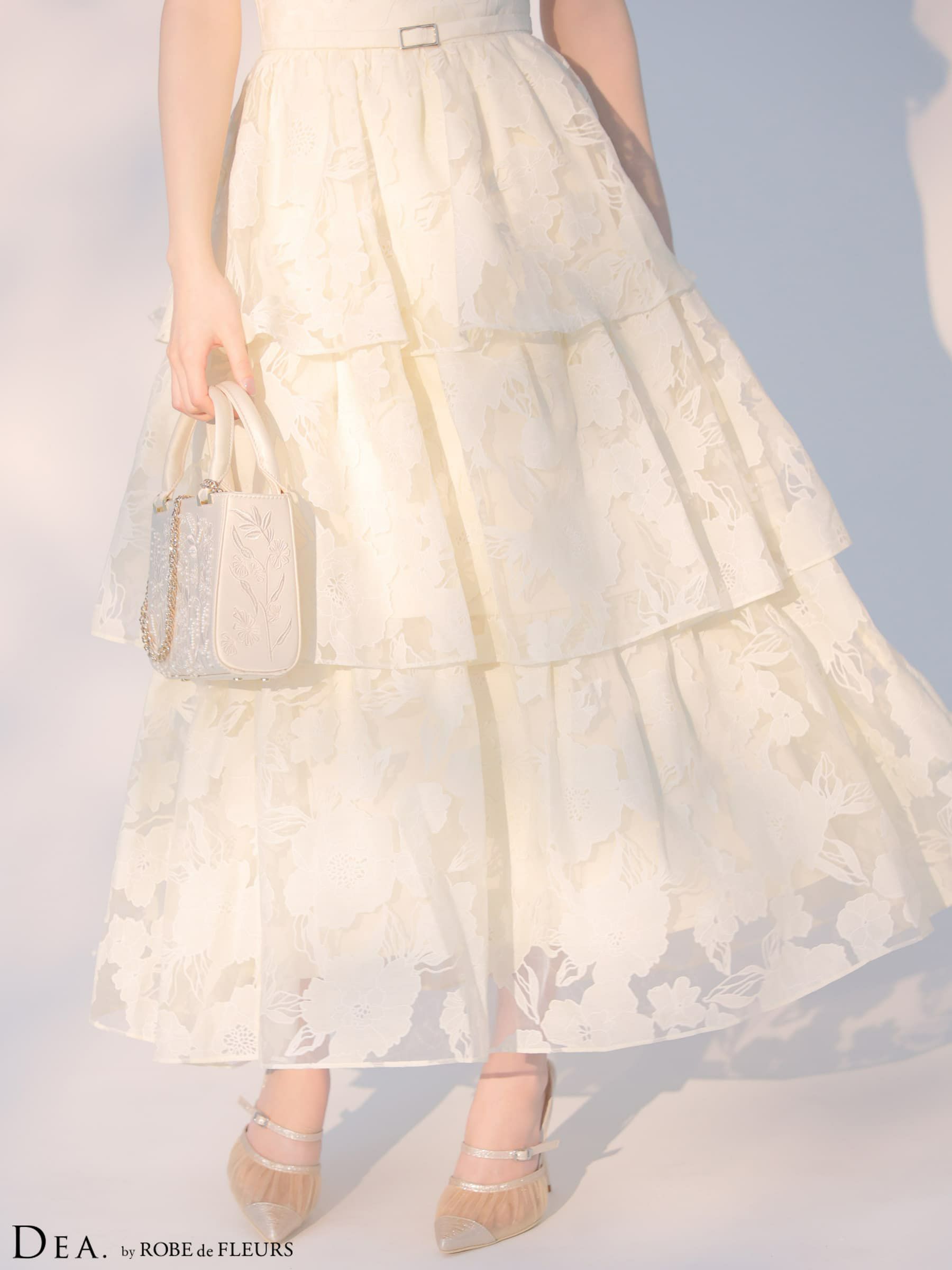 DEA. ディア バイ ローブドフルール 【XS～Lサイズあり】 オーガンジーフラワーティアードロングキャバドレス de4171-c