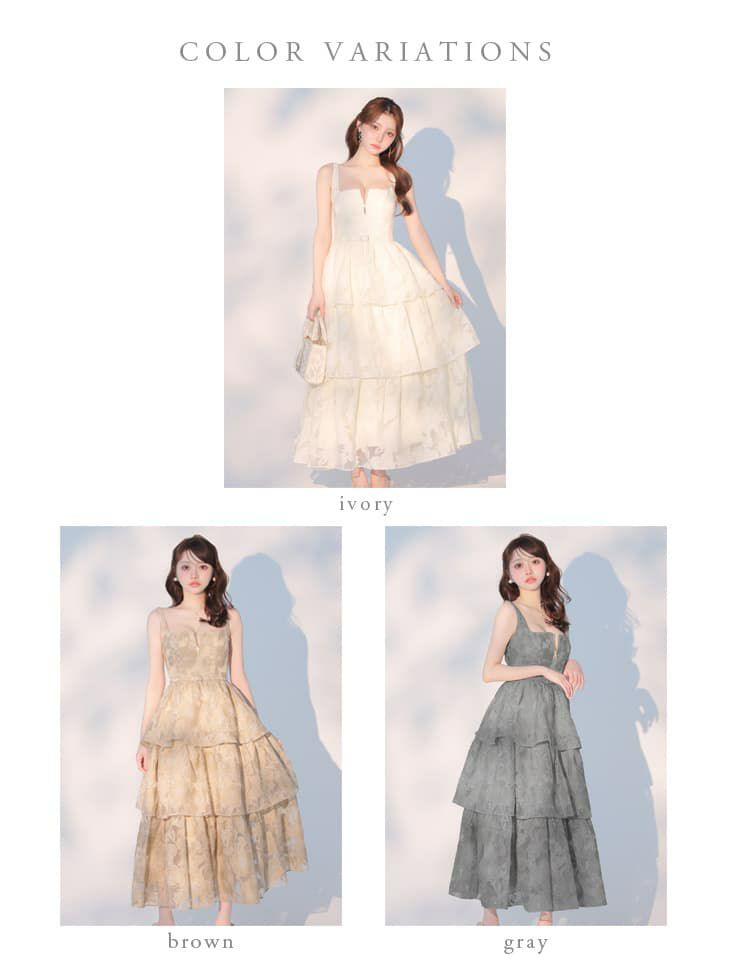 DEA. ディア バイ ローブドフルール 【XS～Lサイズあり】 オーガンジーフラワーティアードロングキャバドレス de4171-c