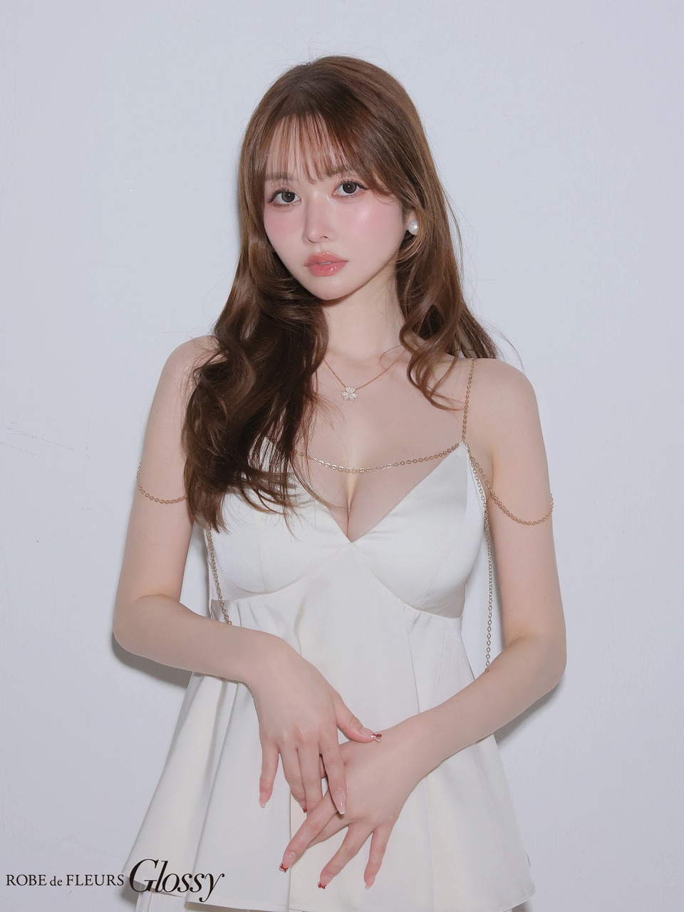 Glossy ローブドフルールグロッシー 【XSサイズあり】 チェーンサテンセットアップミニキャバドレス gl4640