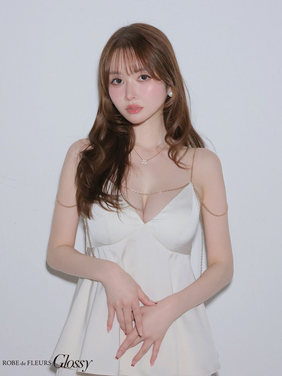 Glossy ローブドフルールグロッシー 【XSサイズあり】 チェーンサテンセットアップミニキャバドレス gl4640