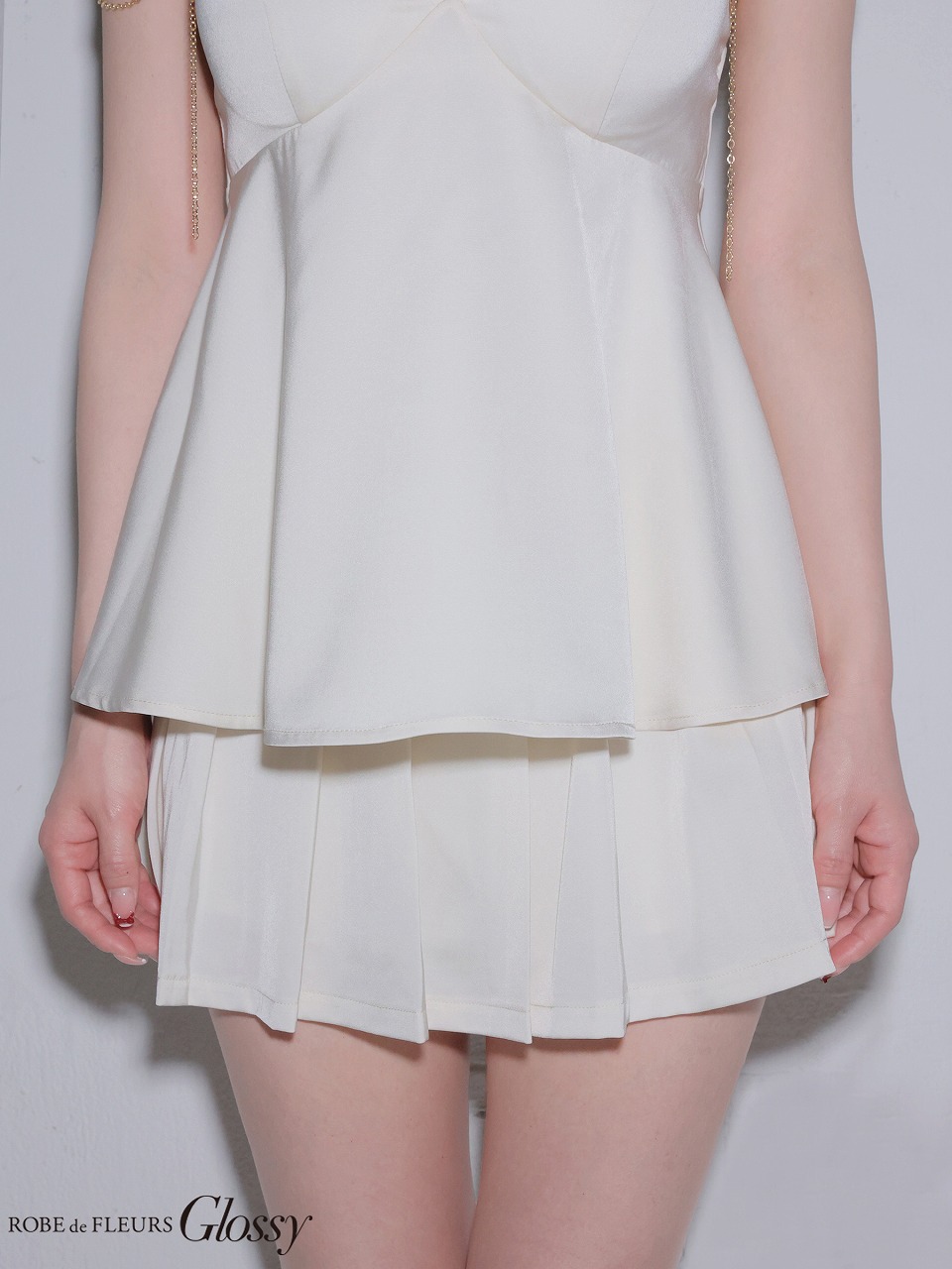 Glossy ローブドフルールグロッシー 【XSサイズあり】 チェーンサテンセットアップミニキャバドレス gl4640