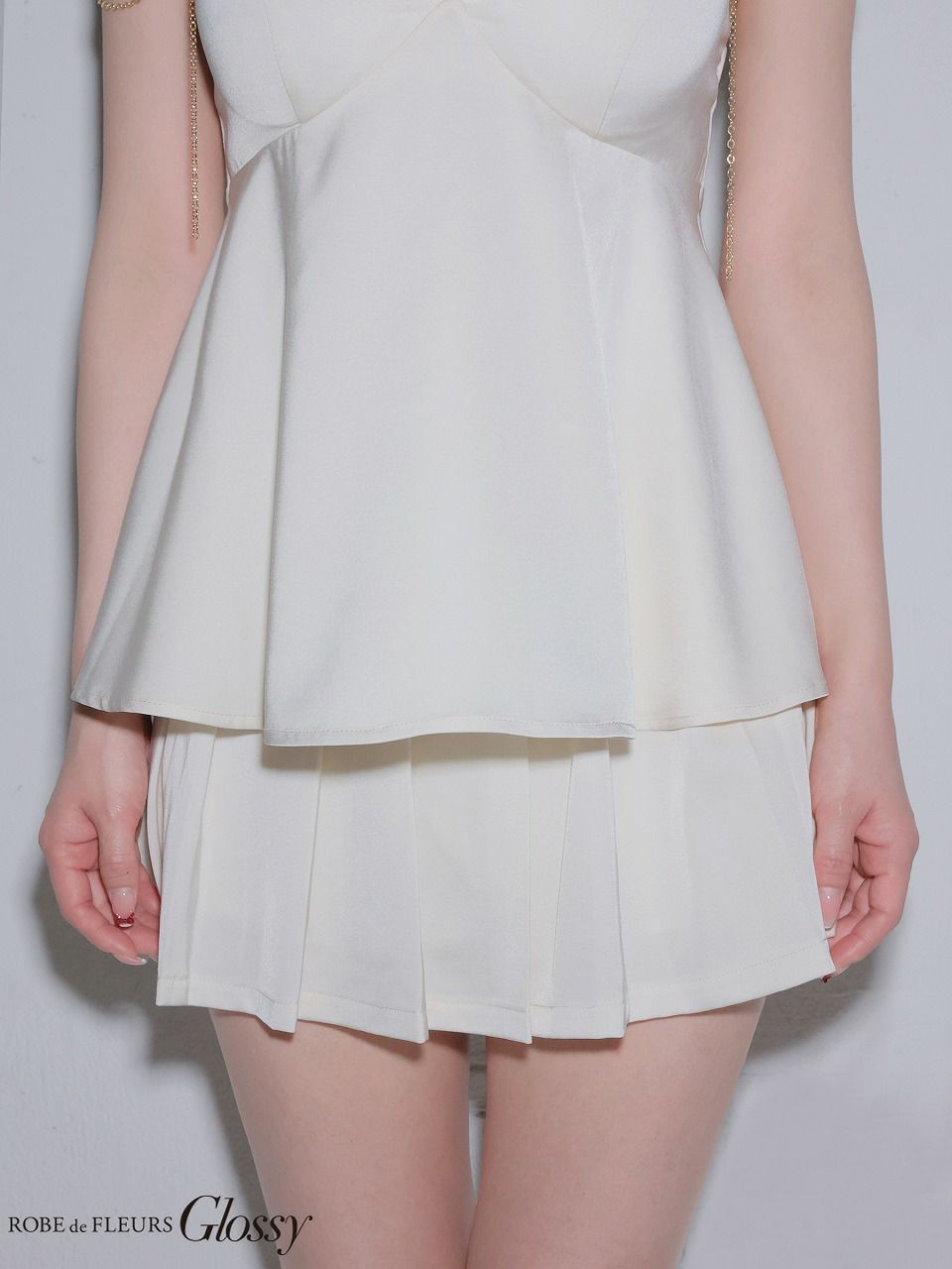 Glossy ローブドフルールグロッシー 【XSサイズあり】 チェーンサテンセットアップミニキャバドレス gl4640