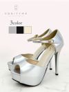 BENEDETTA エナメル オープントゥ ハイヒール ストラップ パンプス  ベージュ・ブラック・シルバー vsh-am-3428