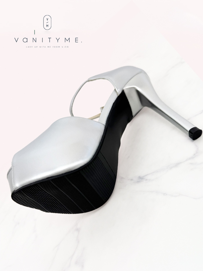 BENEDETTA エナメル オープントゥ ハイヒール ストラップ パンプス  ベージュ・ブラック・シルバー vsh-am-3428