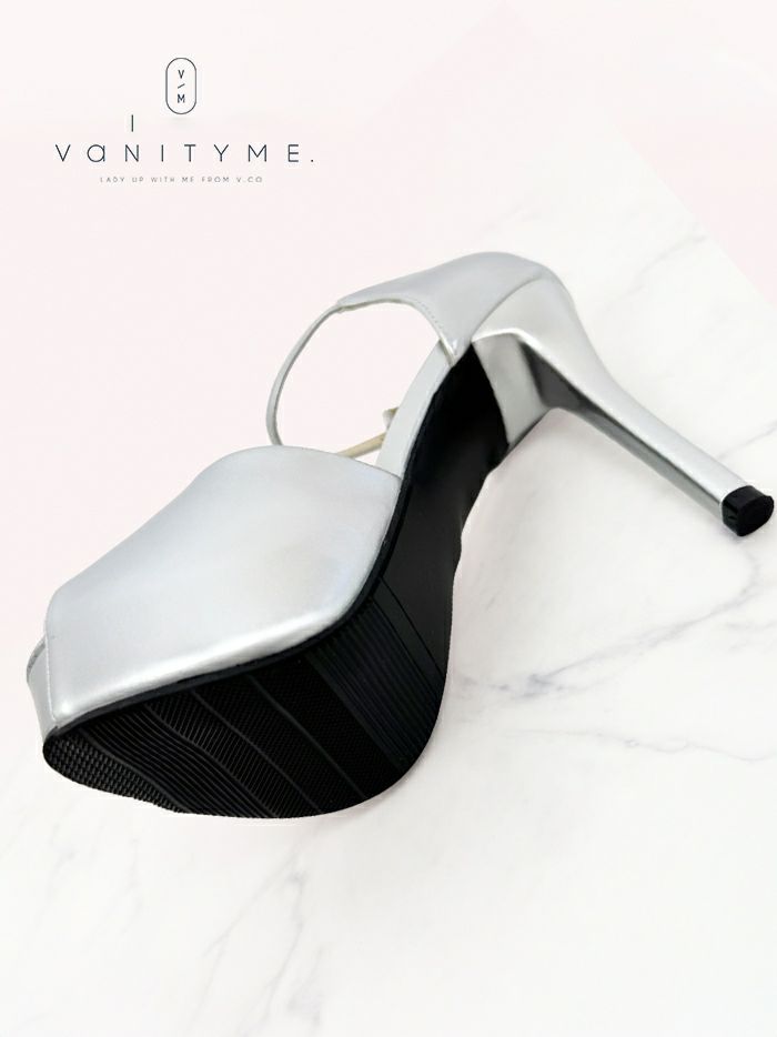 BENEDETTA エナメル オープントゥ ハイヒール ストラップ パンプス  ベージュ・ブラック・シルバー vsh-am-3428