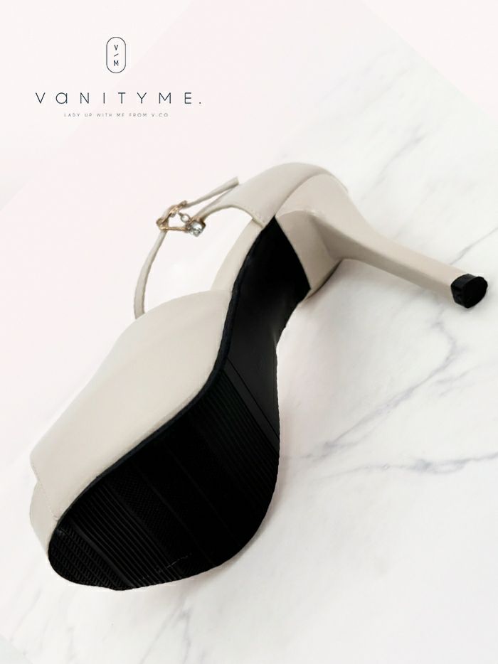 BENEDETTA エナメル オープントゥ ハイヒール ストラップ パンプス  ベージュ・ブラック・シルバー vsh-am-3428