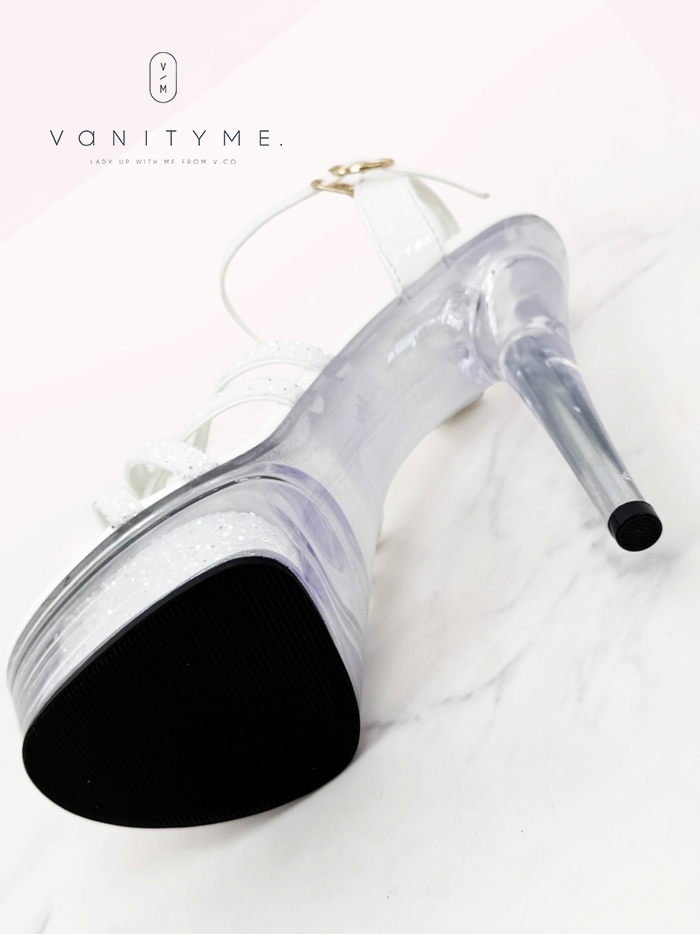 BENEDETTA グリッターラメ ハイヒール ストラップ サンダル  シルバー・ホワイト vsh-am-3429