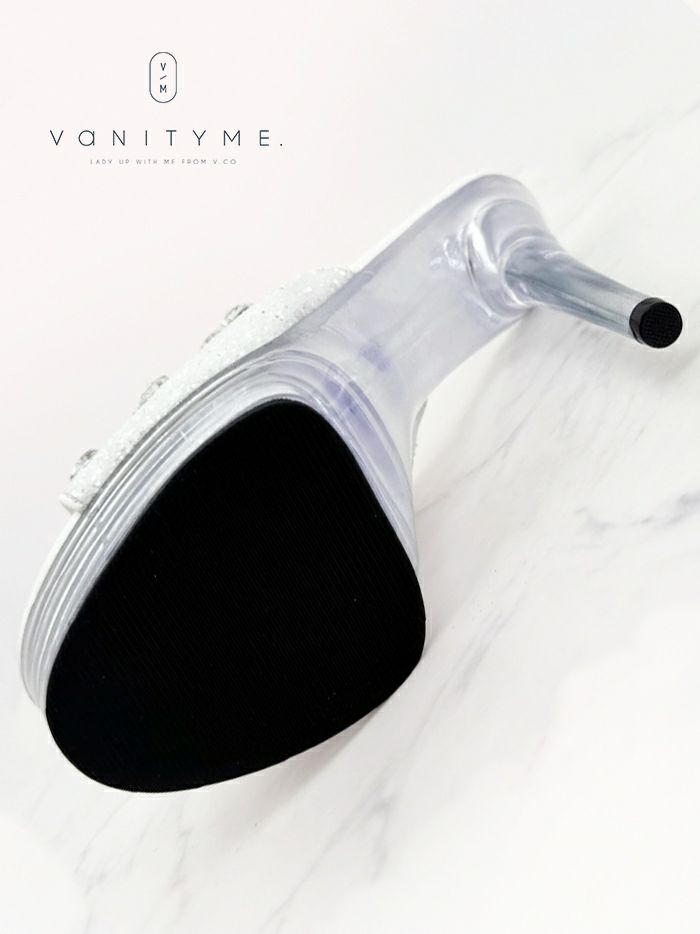 BENEDETTA グリッターラメ スパンコール ハイヒール サンダル  シルバー・ホワイト vsh-am-3430