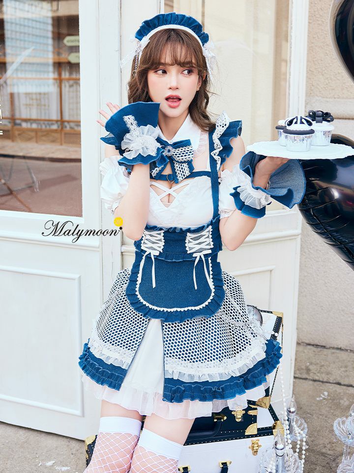 【12点セット】Malymoon マリームーン レザーエッジデニムメイド [ブラック/ブルー] mlcs25214