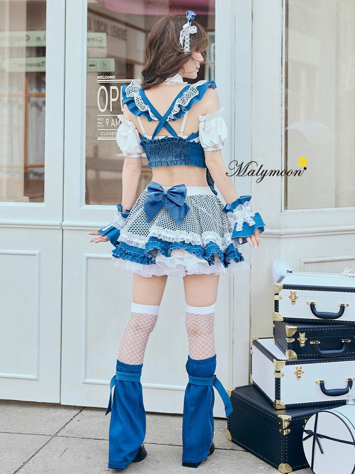 【12点セット】Malymoon マリームーン レザーエッジデニムメイド [ブラック/ブルー] mlcs25214