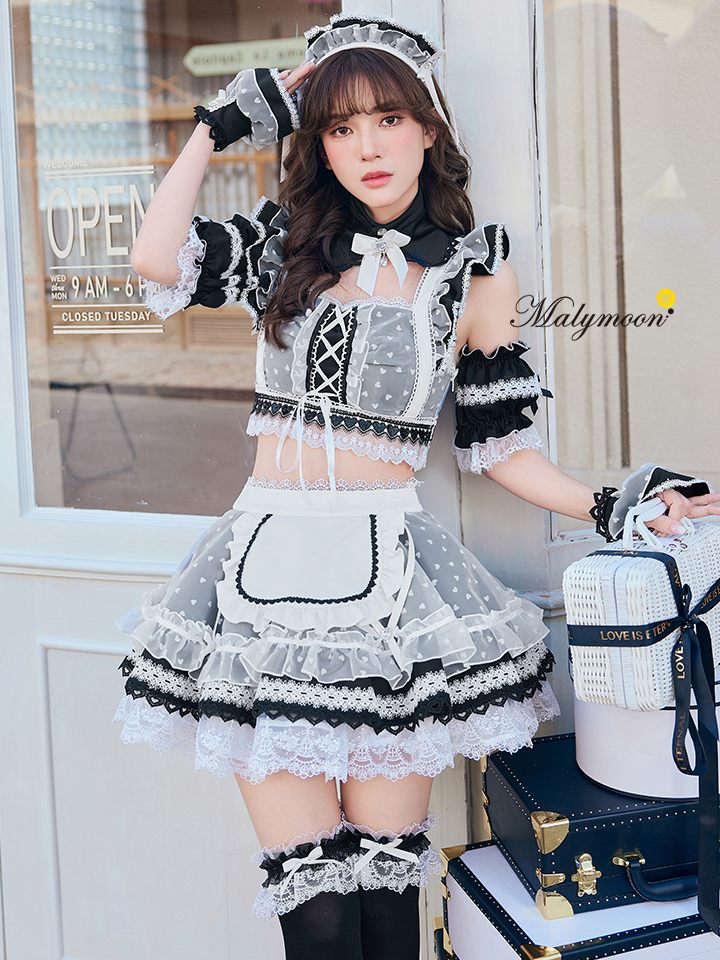 【10点セット】Malymoon マリームーン ハートミストシアーチュールメイド [ブラック/ホワイト] mlcs25209