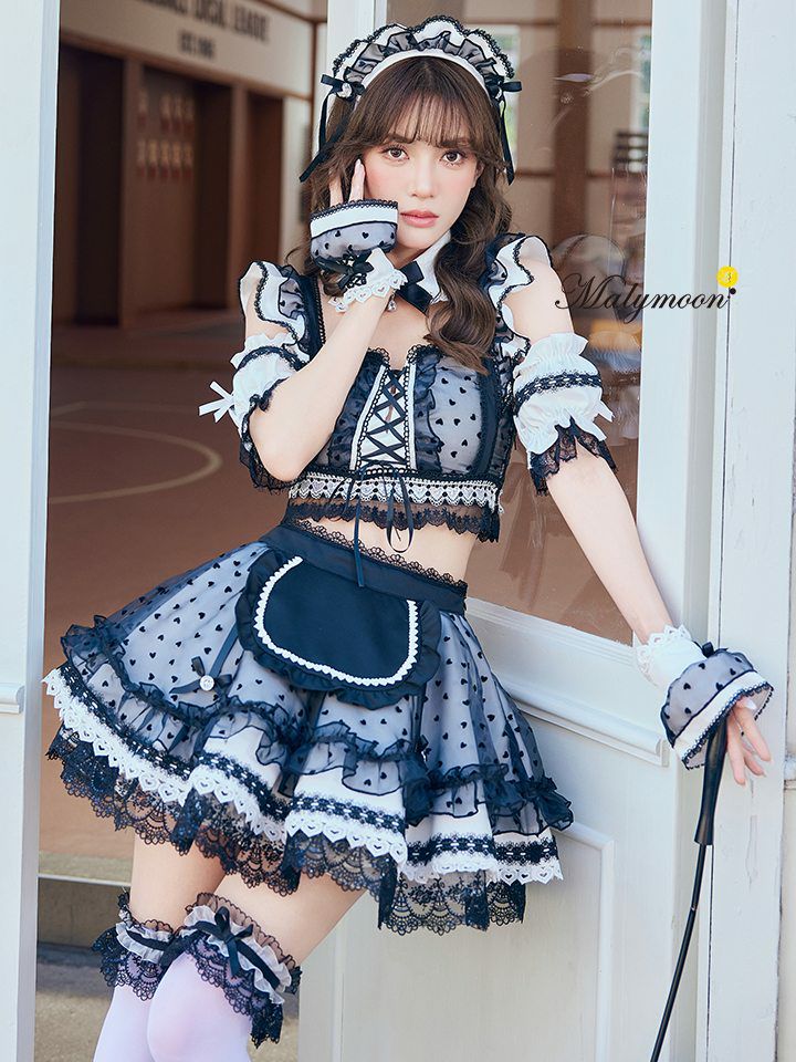 【10点セット】Malymoon マリームーン ハートミストシアーチュールメイド [ブラック/ホワイト] mlcs25209