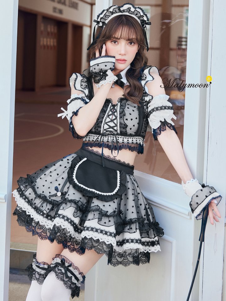 【10点セット】Malymoon マリームーン ハートミストシアーチュールメイド [ブラック/ホワイト] mlcs25209