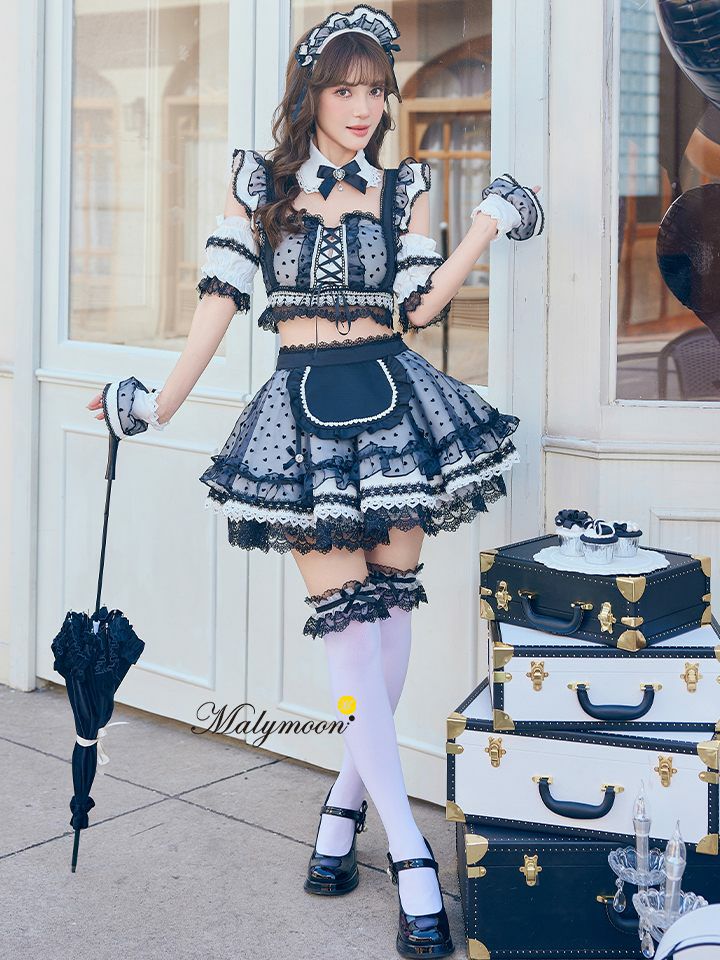 【10点セット】Malymoon マリームーン ハートミストシアーチュールメイド [ブラック/ホワイト] mlcs25209
