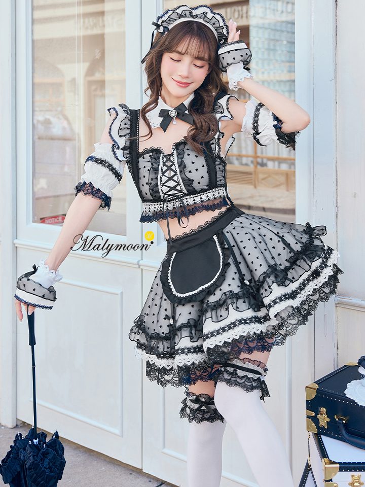 【10点セット】Malymoon マリームーン ハートミストシアーチュールメイド [ブラック/ホワイト] mlcs25209