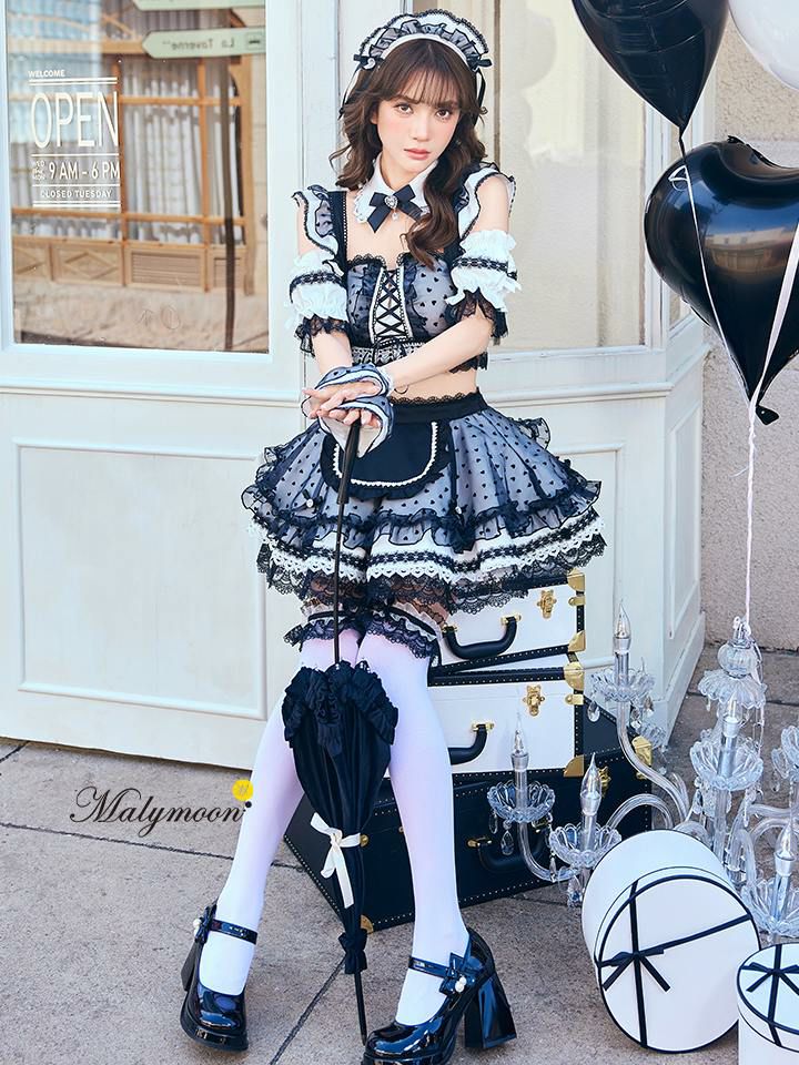 【10点セット】Malymoon マリームーン ハートミストシアーチュールメイド [ブラック/ホワイト] mlcs25209