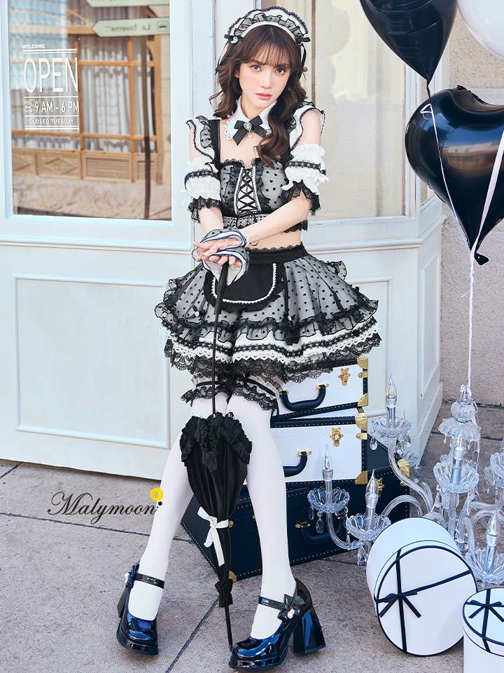 【10点セット】Malymoon マリームーン ハートミストシアーチュールメイド [ブラック/ホワイト] mlcs25209