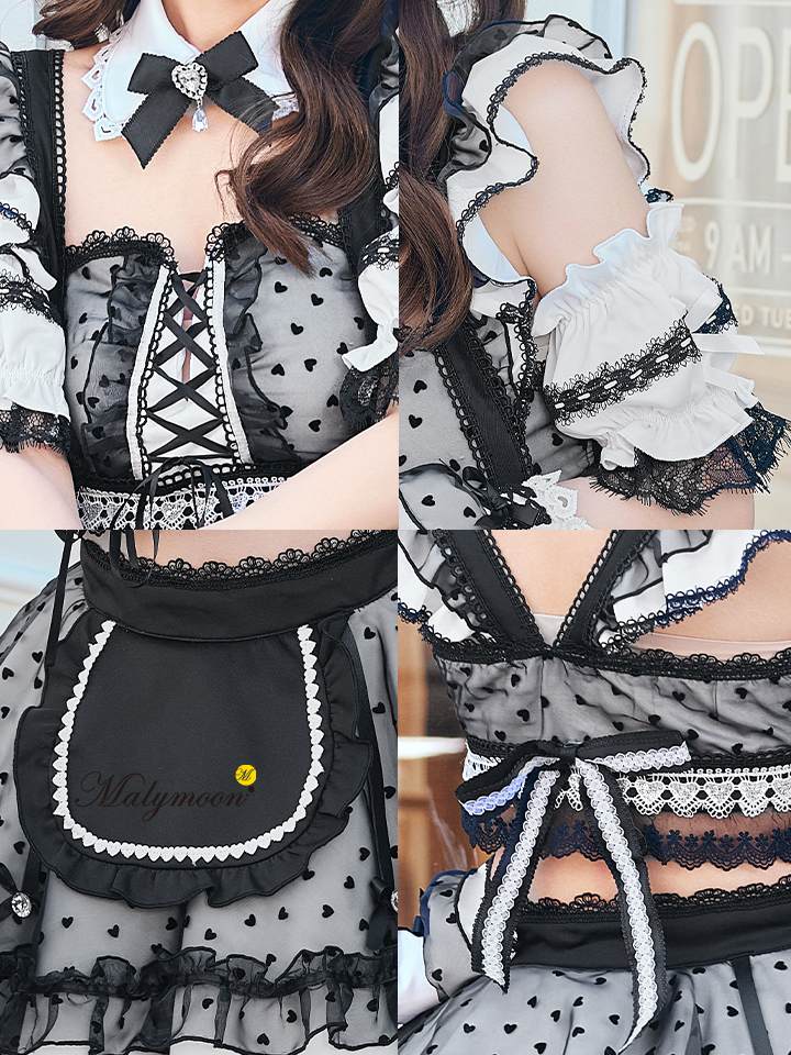 【10点セット】Malymoon マリームーン ハートミストシアーチュールメイド [ブラック/ホワイト] mlcs25209