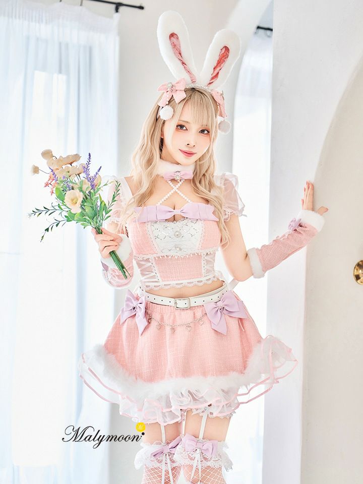 【12点セット】Malymoon マリームーン ツイードバニーセットアップ [ライトブルー/ピンク/ブラック] mlcs25135