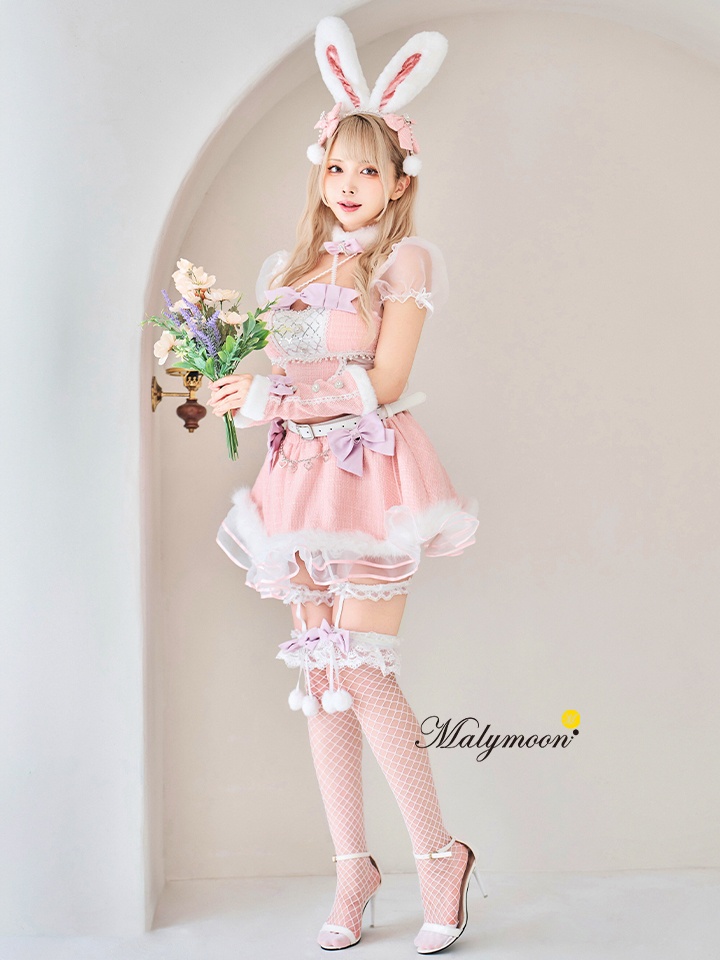 【12点セット】Malymoon マリームーン ツイードバニーセットアップ [ライトブルー/ピンク/ブラック] mlcs25135