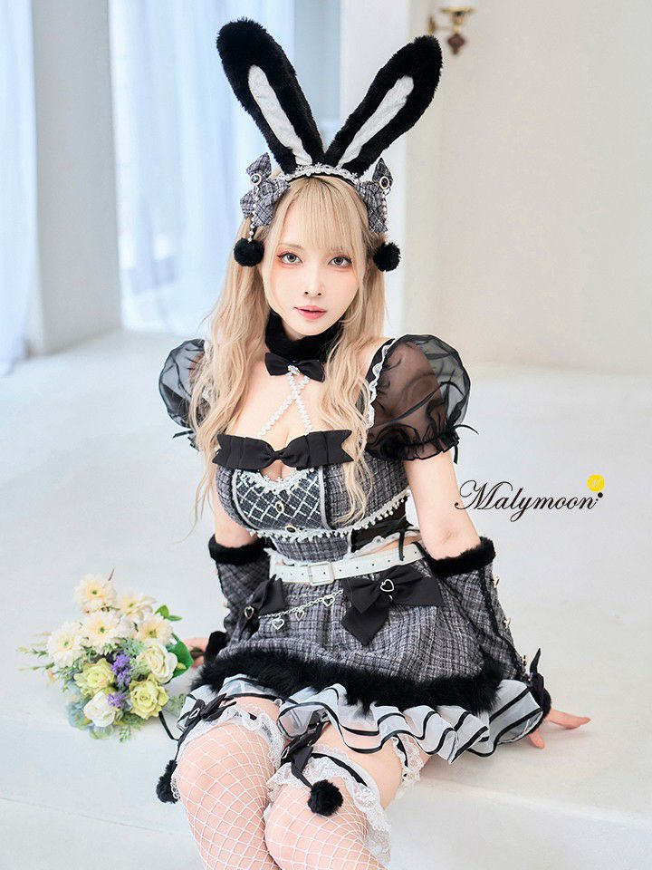 【12点セット】Malymoon マリームーン ツイードバニーセットアップ [ライトブルー/ピンク/ブラック] mlcs25135