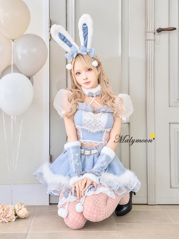 【12点セット】Malymoon マリームーン ツイードバニーセットアップ [ライトブルー/ピンク/ブラック] mlcs25135