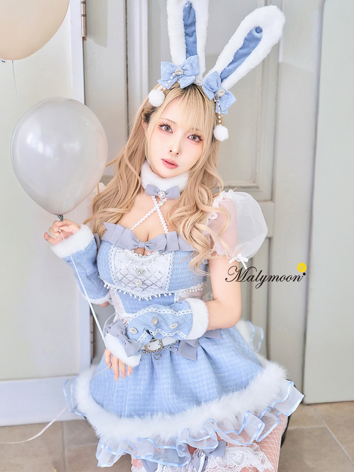【12点セット】Malymoon マリームーン ツイードバニーセットアップ [ライトブルー/ピンク/ブラック] mlcs25135