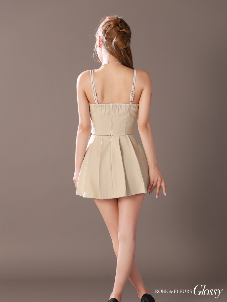 Glossy ローブドフルール グロッシー チョーカー付きダブルボタンセットアップキャミキャバドレス gl3289