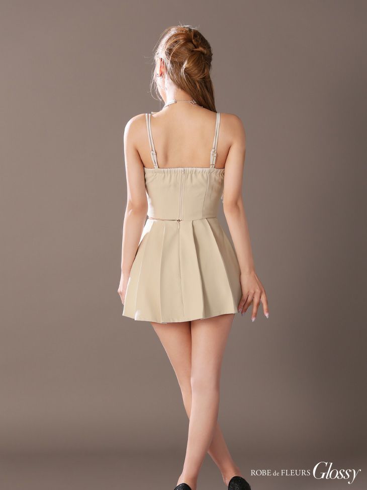 Glossy ローブドフルール グロッシー チョーカー付きダブルボタンセットアップキャミキャバドレス gl3289