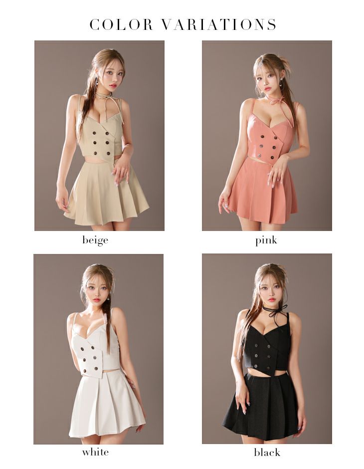 Glossy ローブドフルール グロッシー チョーカー付きダブルボタンセットアップキャミキャバドレス gl3289