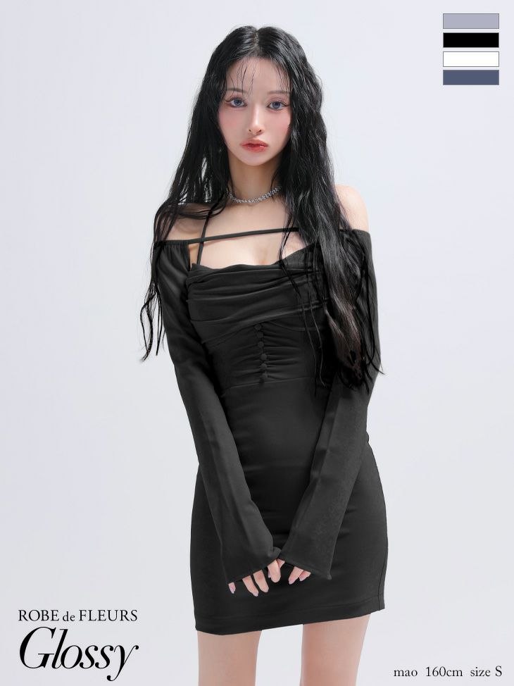 Glossy ローブドフルールグロッシー ボレロスエードホルタータイトミニキャバドレス gl3938