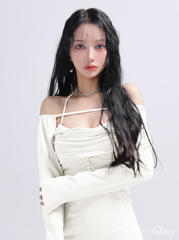 Glossy ローブドフルールグロッシー ボレロスエードホルタータイトミニキャバドレス gl3938