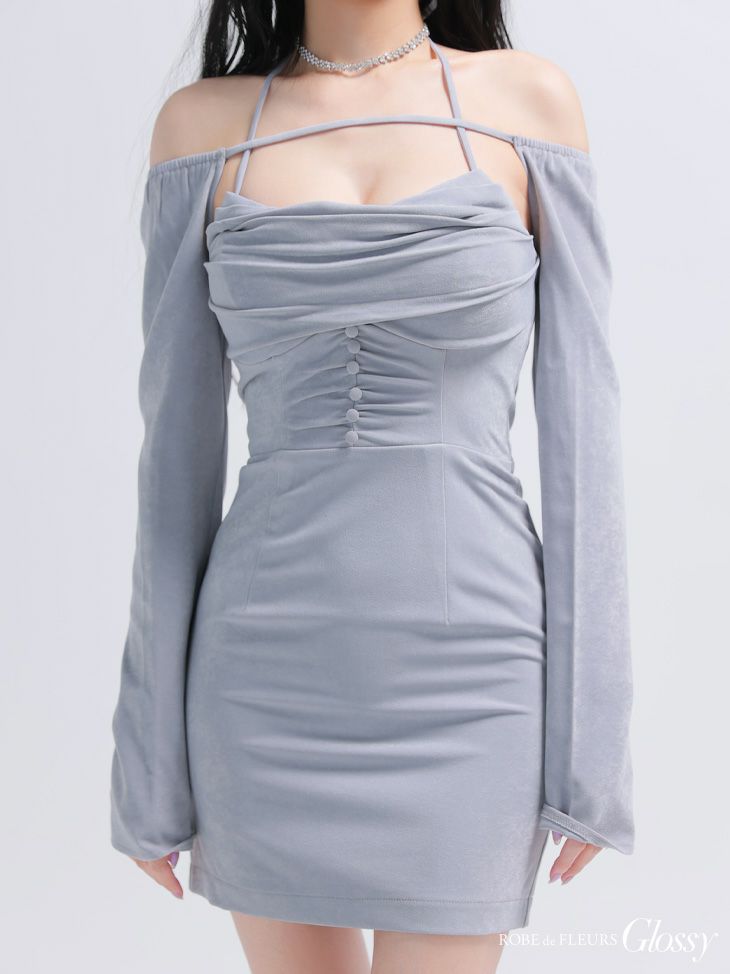 Glossy ローブドフルールグロッシー ボレロスエードホルタータイトミニキャバドレス gl3938