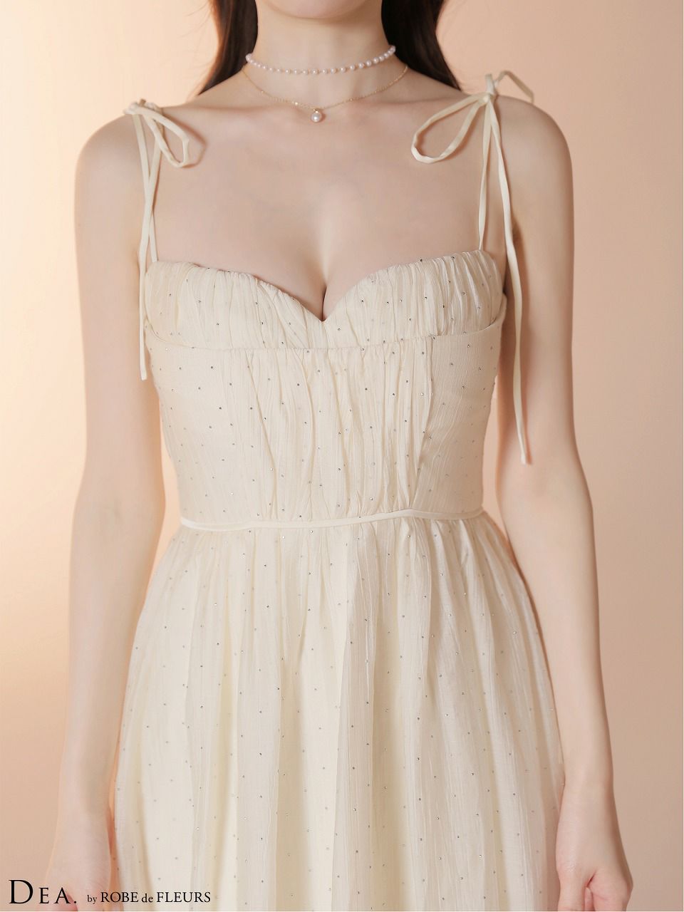 DEA. ディア バイ ローブドフルール 【XS～Lサイズあり】 ストーン付きシフォンロングキャミキャバドレス de4147
