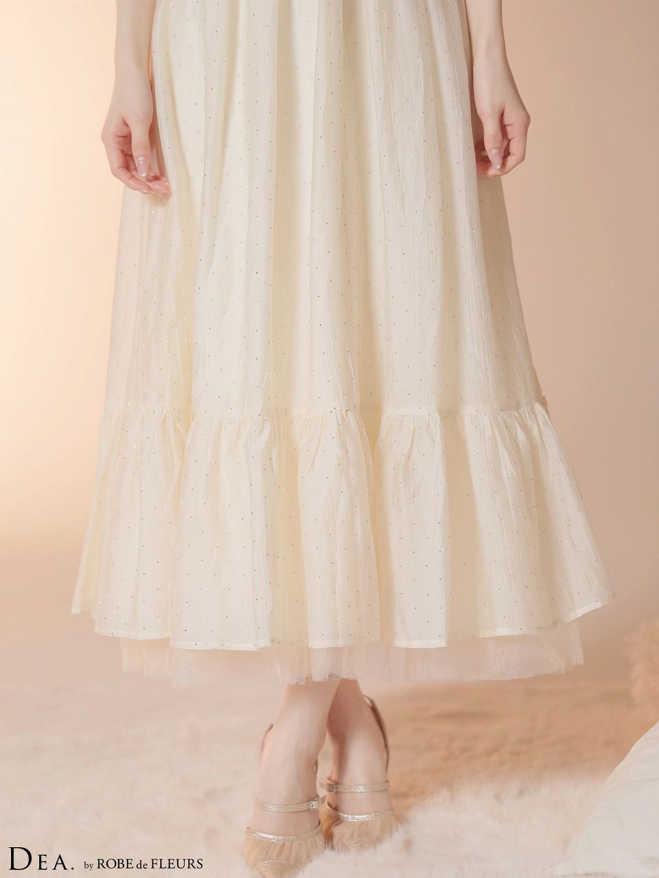 DEA. ディア バイ ローブドフルール 【XS～Lサイズあり】 ストーン付きシフォンロングキャミキャバドレス de4147