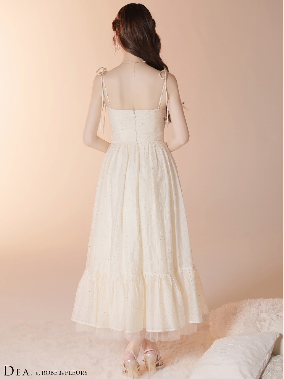 DEA. ディア バイ ローブドフルール 【XS～Lサイズあり】 ストーン付きシフォンロングキャミキャバドレス de4147